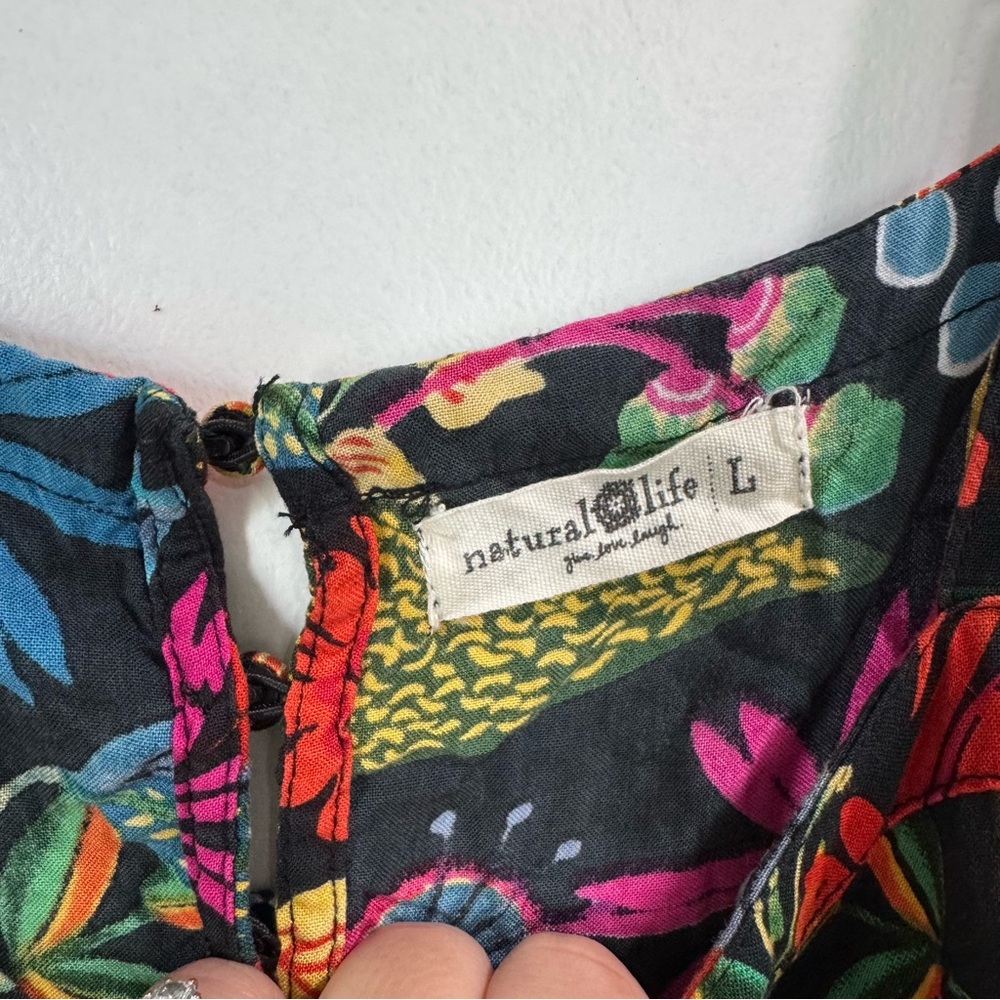 Natural Life Patti Mini Dress Black Neon Floral L - Picture 9 of 10